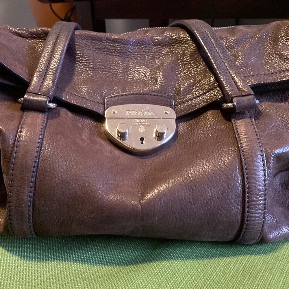 Prada brown leather shoulder bag